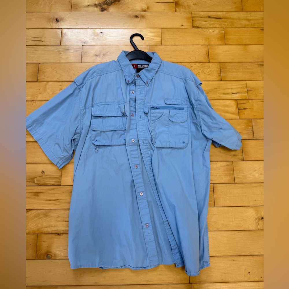 Reel Legends Light Blue Casual Button Down Shirt